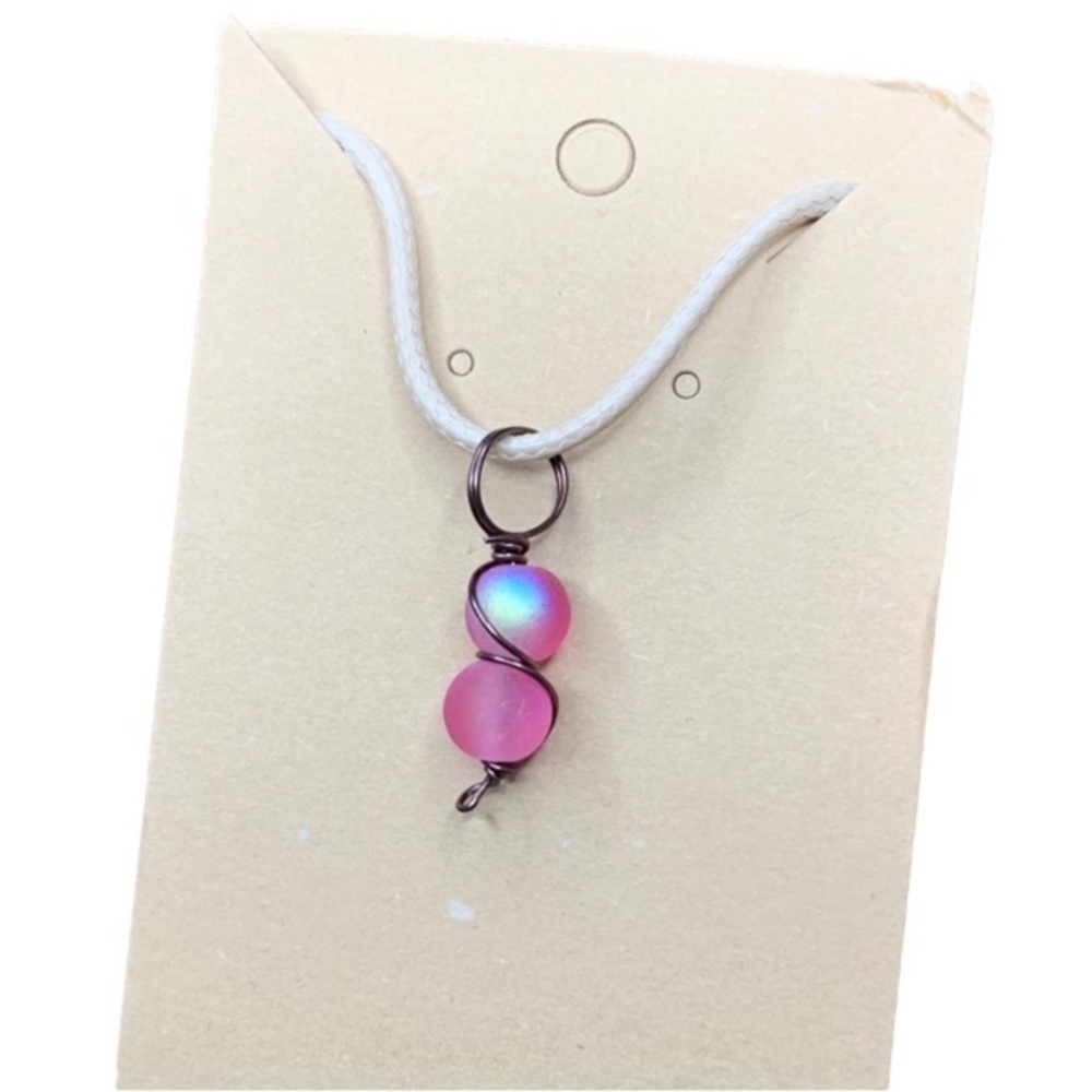 Pink Seaglass handmade necklace